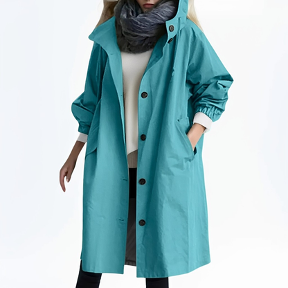 Shawna - Lange, wasserdichte Damenjacke mit Kapuze