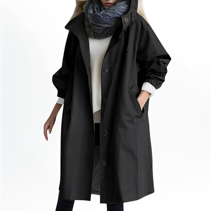 Shawna - Lange, wasserdichte Damenjacke mit Kapuze