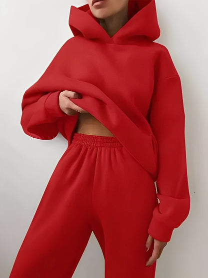 Adelia – Einfarbiges Hoodie-Set