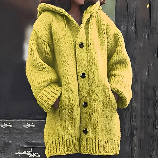 Jaqueline - Bequeme Damen-Strickjacke mit Kapuze