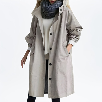 Shawna - Lange, wasserdichte Damenjacke mit Kapuze