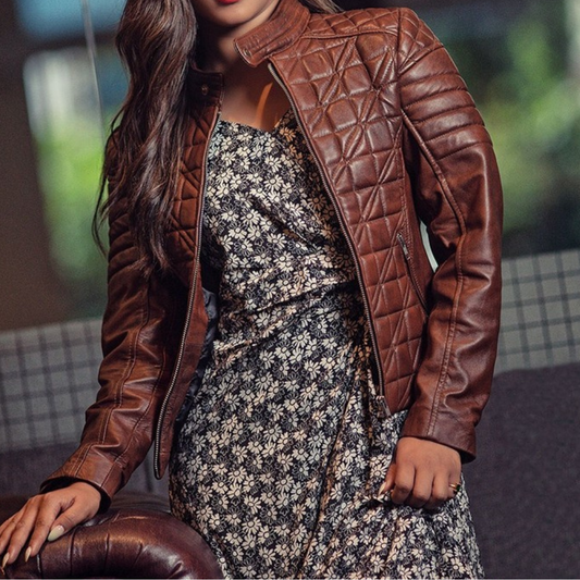 Braune Kunstlederjacke