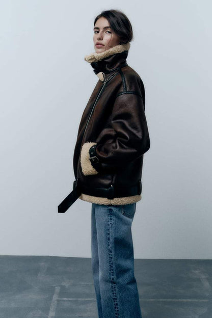 Bridget - Jacke mit Kunstlederkragen Schick