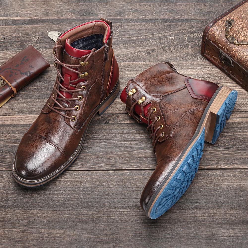 Louis - Herren-Lederstiefel im Vintage-Stil mit Reißverschluss